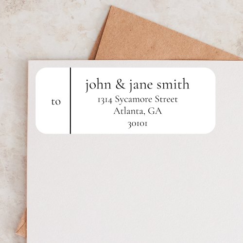 Modern Wedding Address White Personalized Mailing Label