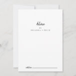 Modern Wedding Advice Card<br><div class="desc">This modern wedding advice card is perfect for a rustic wedding. The simple and elegant design features classic and fancy script typography in black and white. These cards are perfect for a wedding, bridal shower, baby shower, graduation party & more. Personalize the cards with the names of the bride and...</div>
