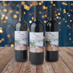 modern wedding and engagement photo Mr and Mrs Wine Label