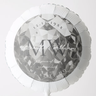 Modern Wedding Anniversary Monogram 25th Silver Balloon