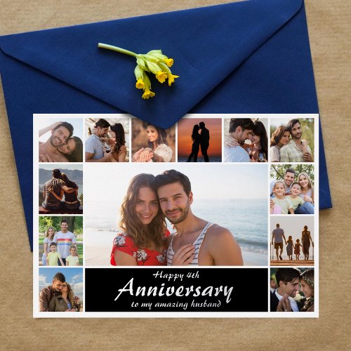 Modern Wedding Anniversary Photo Collage Foil Card