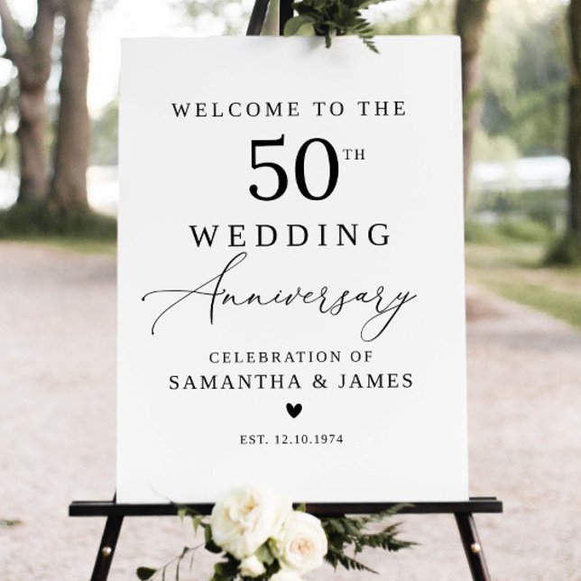 Modern Wedding Anniversary Welcome Sign, Anniversa Foam Board (Creator Uploaded)