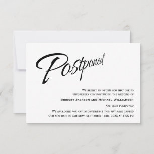 Modern Wedding Announcement – Postponed - New Date
