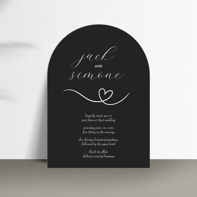 Modern Wedding | Arch Invites | White on Black (Creator Uploaded)