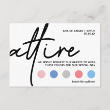 Modern Wedding Attire Dress Code Cards