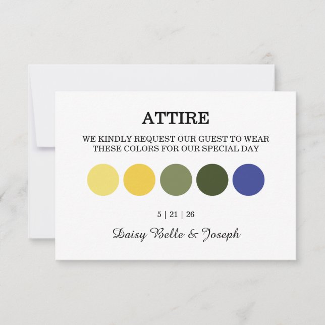Modern Wedding Attire Dress Code Enclosure Card (Front)
