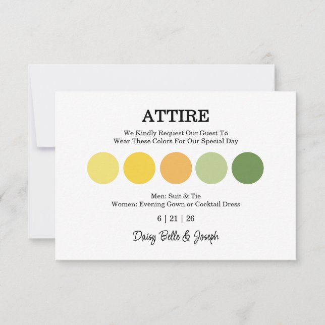 Modern Wedding Attire Dress Code Enclosure Card (Front)