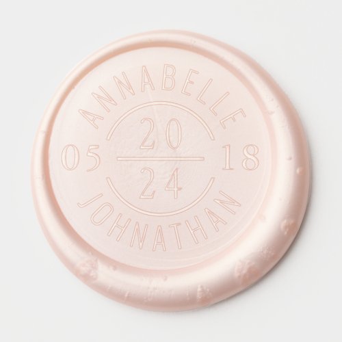 Modern Wedding Badge with Names and Date Wax Seal Sticker