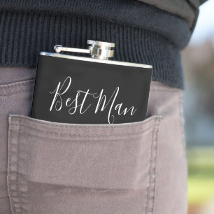 Modern Wedding Best Man Black Thank You Gift Flask