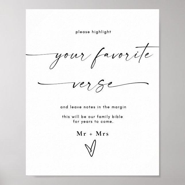 Modern Wedding Bible Favorite Verse Sign (Front)