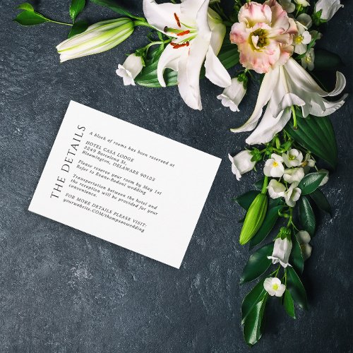 Modern Wedding Black  White Details Enclosure Card