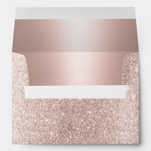 Modern Wedding Blush Rose Gold Glitter 5X7  Envelope