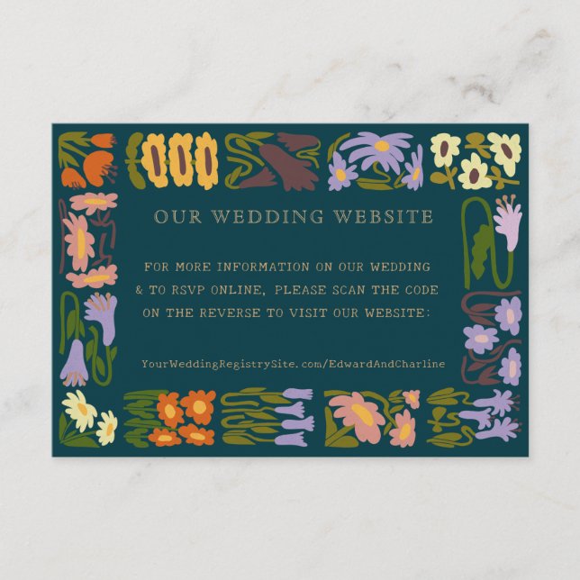 Modern Wedding Boho Chic Website | RSVP QR Code Enclosure Card (Front)