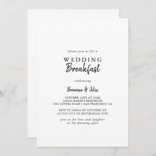 Modern Wedding Breakfast Invitation