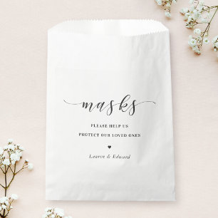 Modern Wedding Bridal Shower Face Mask Favor Bag