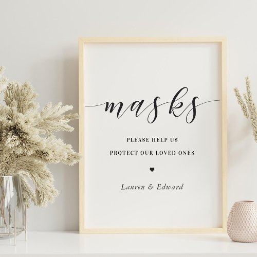 Modern Wedding Bridal Shower Face Mask Sign