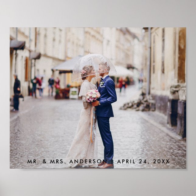 Modern Wedding Bride Groom Photo Poster (Front)