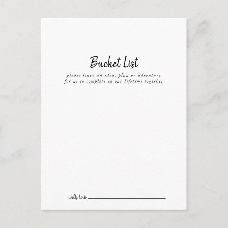 Modern Wedding Bucket List Cards Zazzle