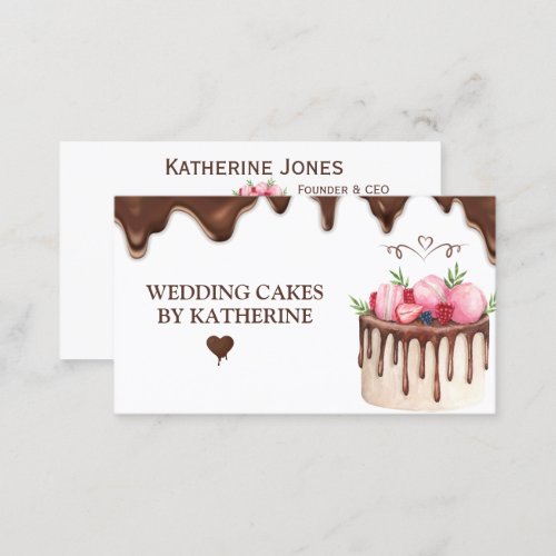 Modern Wedding Cake Graphic Bakery Business Card