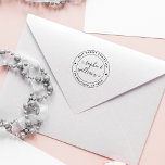 Modern Wedding Calligraphy Round Return Address Self-inking Stamp<br><div class="desc">Create your own round wedding return address rubber stamps and make all your correspondence effortless. Simply click on "Personalize this template" and put the bride or groom's name in the first and second fields, your house number and street on the third, and your city, state and zip code on the...</div>
