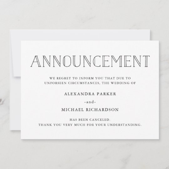 Modern Wedding Cancellation Announcement