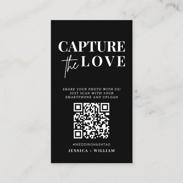 Modern Wedding Capture the love Qr Code Enclosure Card (Front)
