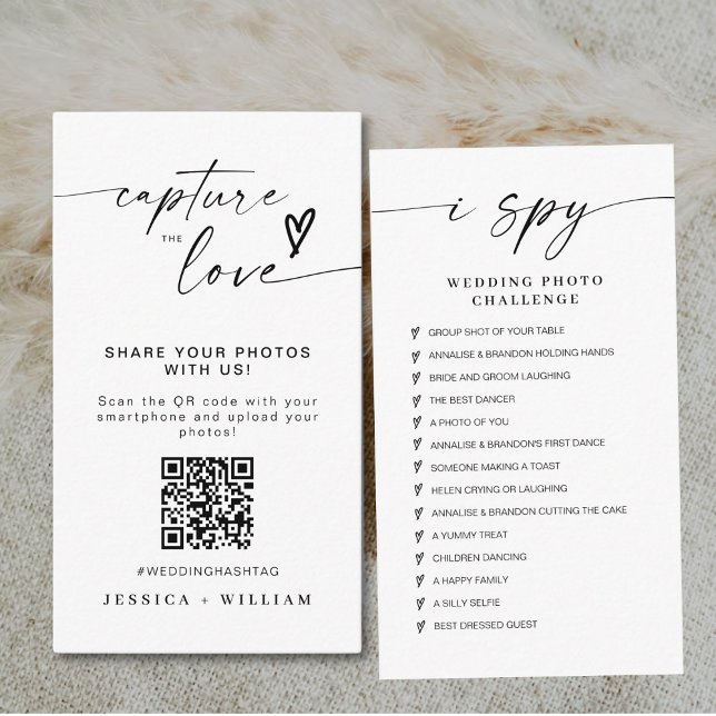Modern Wedding Capture the love Qr Code Enclosure Card (Creator Uploaded)