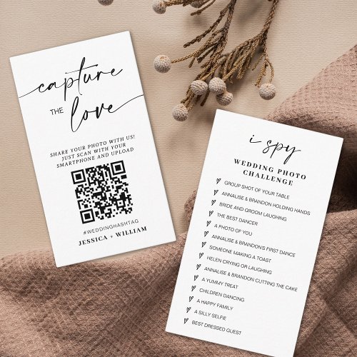 Modern Wedding Capture the love Qr Code Enclosure Card