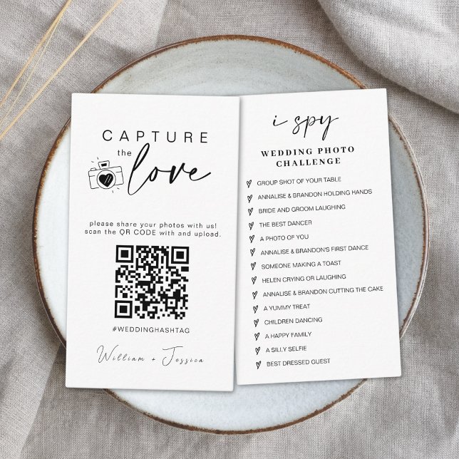 Modern Wedding Capture the love Qr Code Enclosure Card (Creator Uploaded)