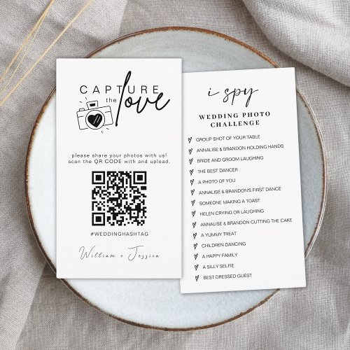 Modern Wedding Capture the love Qr Code Enclosure Card