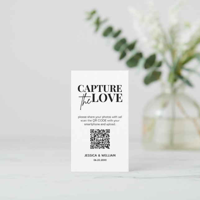 Modern Wedding Capture the love Qr Code Enclosure Card (Standing Front)