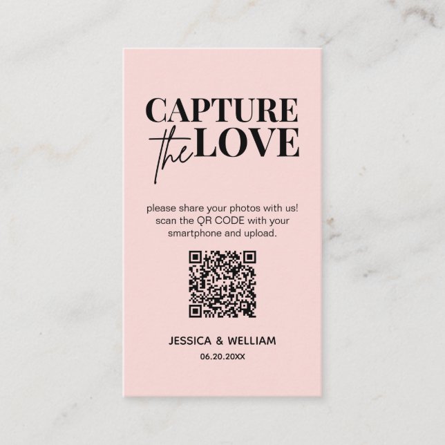 Modern Wedding Capture the love Qr Code Enclosure Card (Front)