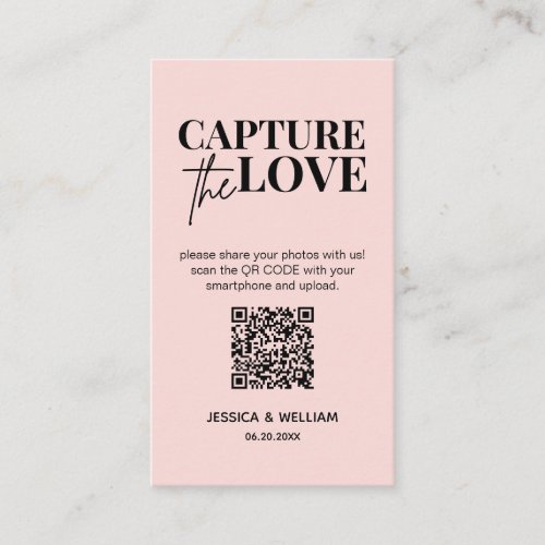 Modern Wedding Capture the love Qr Code Enclosure Card