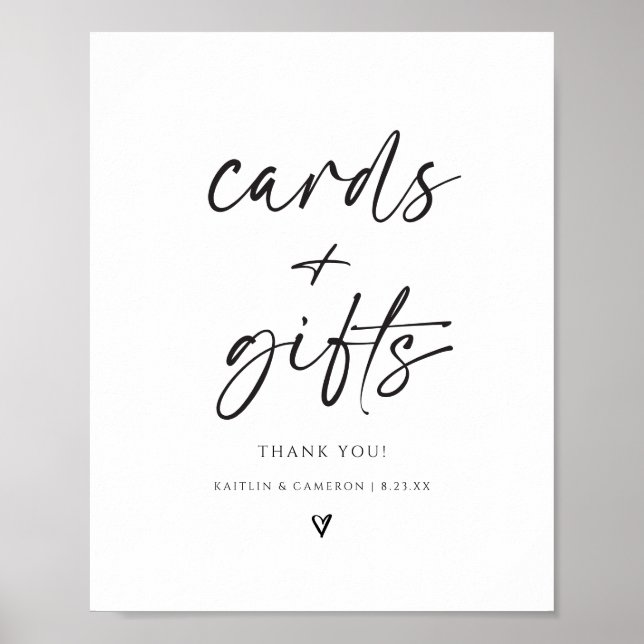 Modern Wedding Cards & Gifts Sign Minimalist (Front)