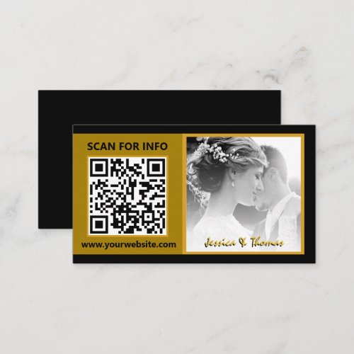 Modern Wedding Cards QR Code Photo Black Business Card