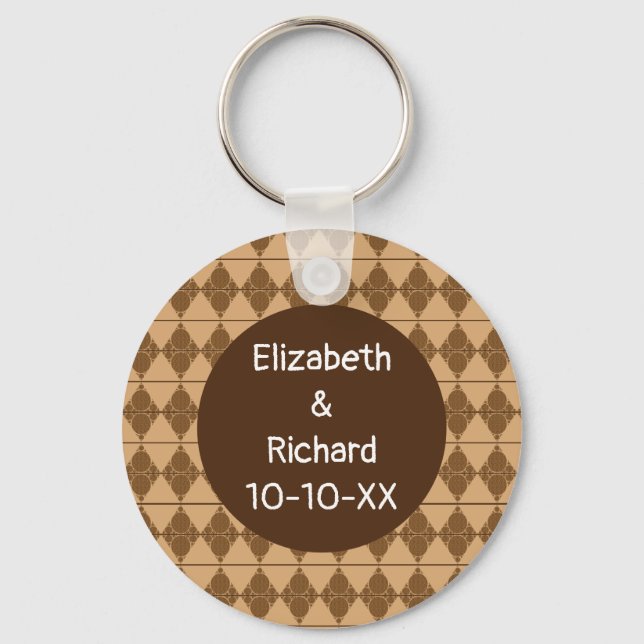 Modern Wedding Cat Print Animal Pattern Favor Keychain (Front)