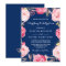 Modern Wedding Celebration Floral Wreath Navy Blue