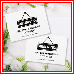 Modern Wedding Ceremony Reserved Chair Card