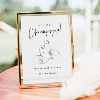 Modern Wedding Champagne Sign