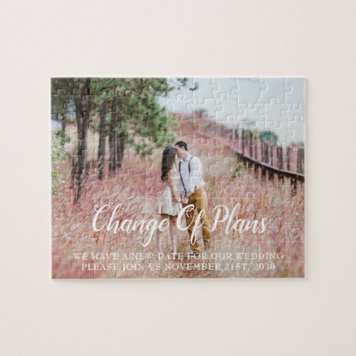 Modern Wedding Change Of Plans Save The Date Jigsaw Puzzle