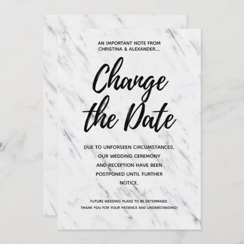 Modern Wedding Change the Date Postponed Cancelled Invitation