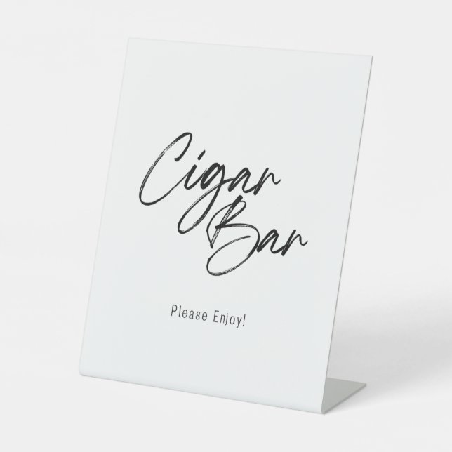 Modern Wedding Cigar Bar Pedestal Sign (Front)