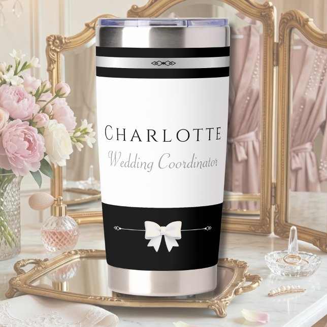 Modern Wedding Coordinator Gift | Professional Insulated Tumbler (Modern Wedding Planner gift with elegant typography in a sophisticated wedding room setting)