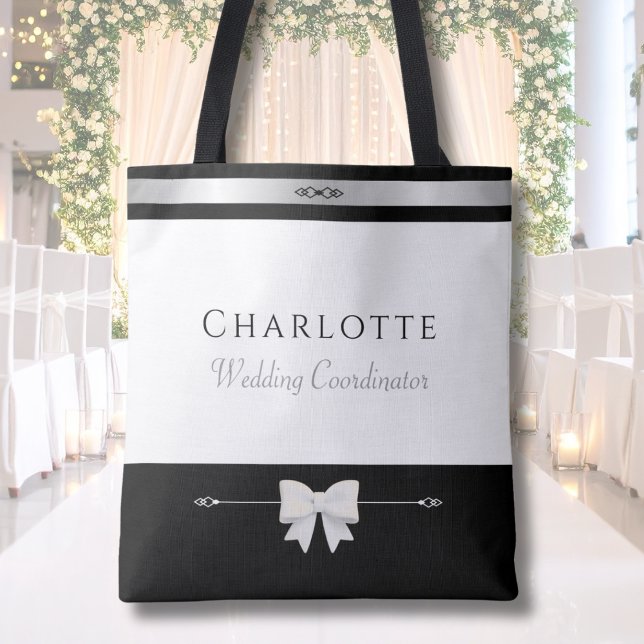 Modern Wedding Coordinator Gift | Professional Tote Bag (Professional Wedding Coordinator gift tote bag displayed against a luxury wedding room)