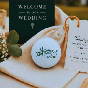 Modern Wedding Couple Custom Monogram Dark Green Golf Balls