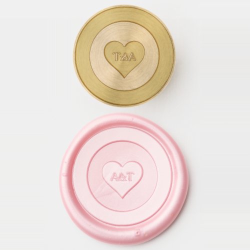 Modern Wedding Couple Custom Monogram Heart Wax Seal Stamp