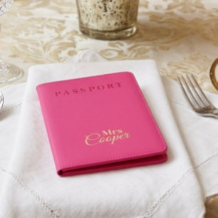 Modern Wedding Couple Gift   Pink Color  Passport Holder