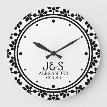 Modern Wedding Couple Personalized Large Clock by PartyHearty at Zazzle