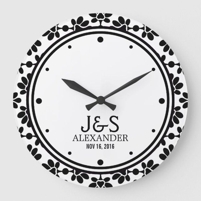 Modern Wedding Couple Personalized Large Clock (Front)