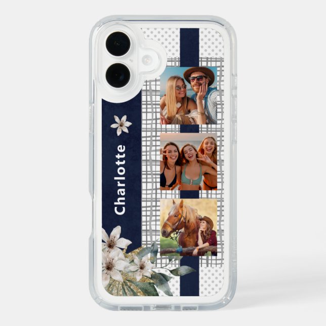 Modern Wedding Couple Photo Personalized Floral Ca Speck iPhone Case (Front)